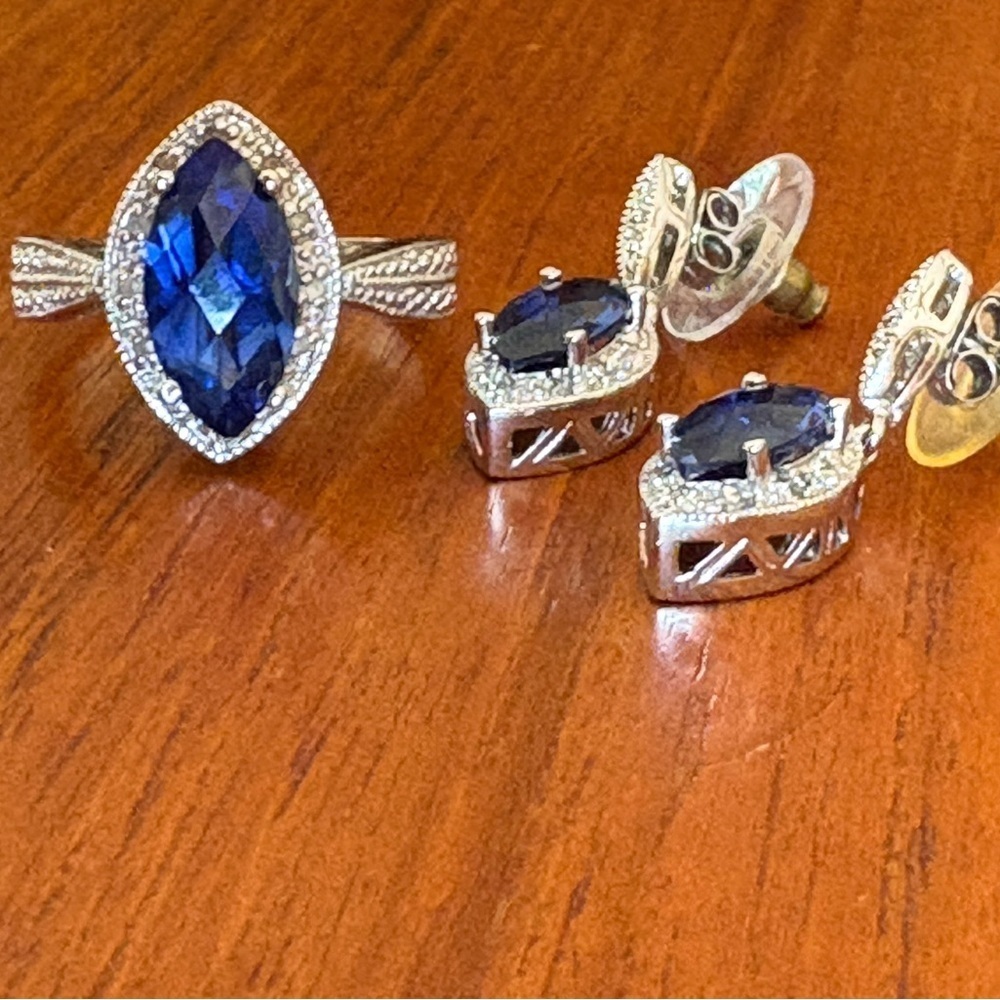 Macy's Silver and Blue Ring Set